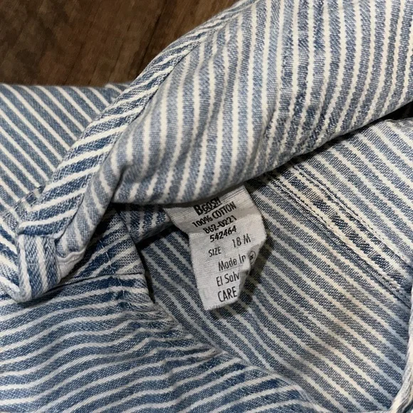 Vintage Baby Osh Kosh B'Gosh 18 month Vestbak Overalls Striped Conductor - Picture 4 of 4